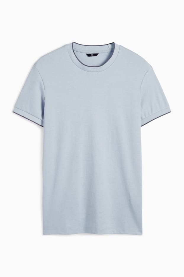 Heren - T-shirt - slim fit - lichtblauw