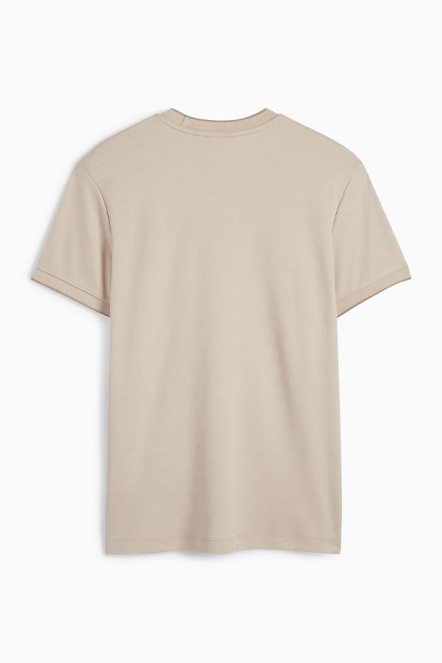 Heren - T-shirt - slim fit - licht beige