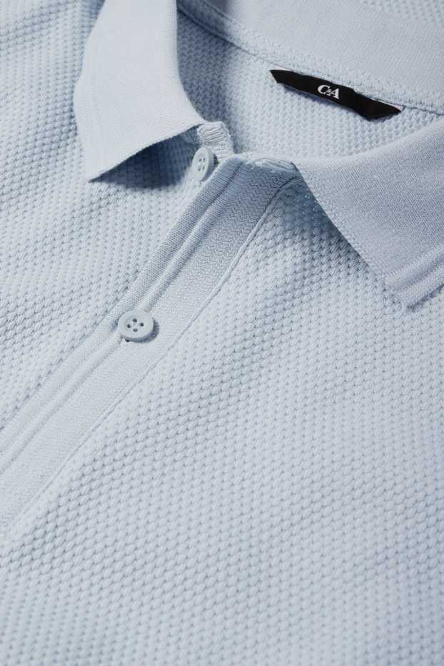 Heren - Poloshirt - regular fit - met structuur - lichtblauw