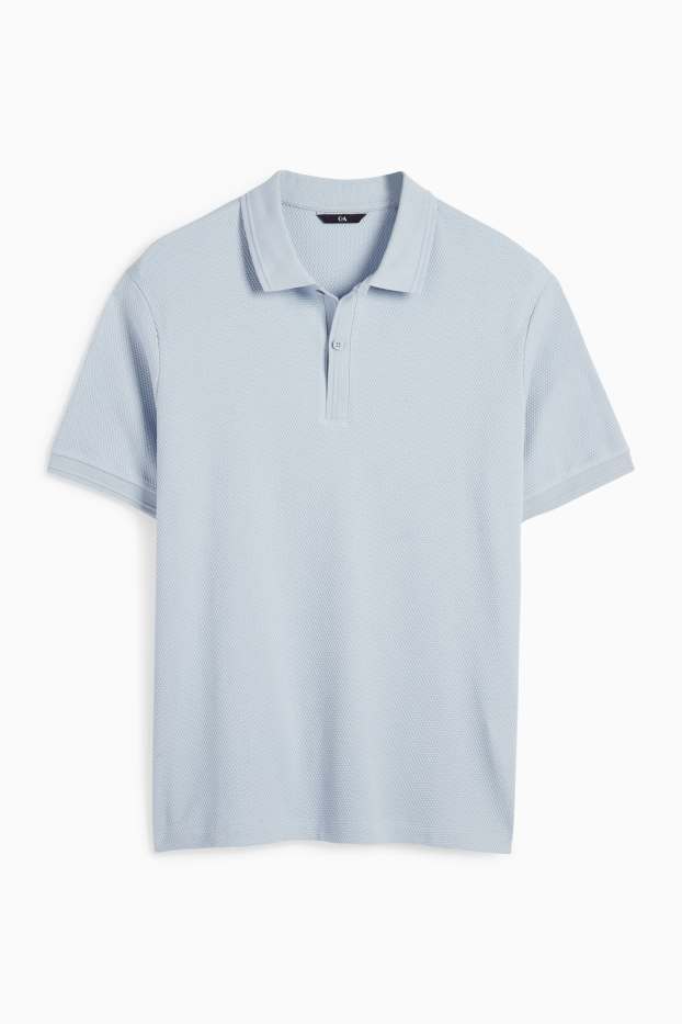 Heren - Poloshirt - regular fit - met structuur - lichtblauw