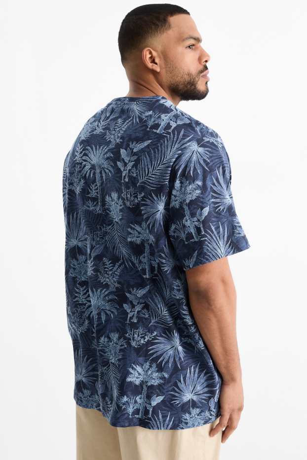 Herren - T-Shirt - gemustert - dunkelblau