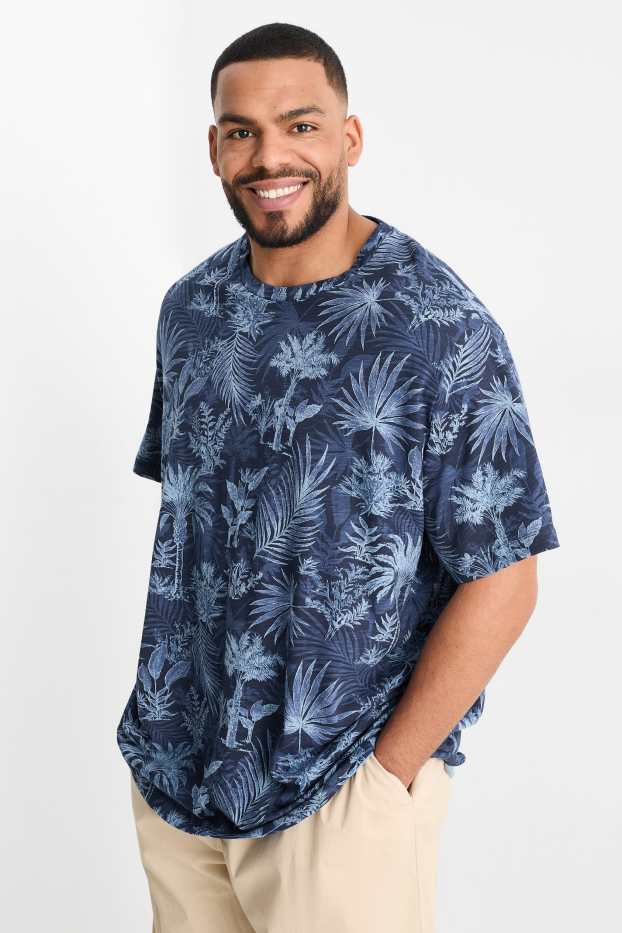 Herren - T-Shirt - gemustert - dunkelblau