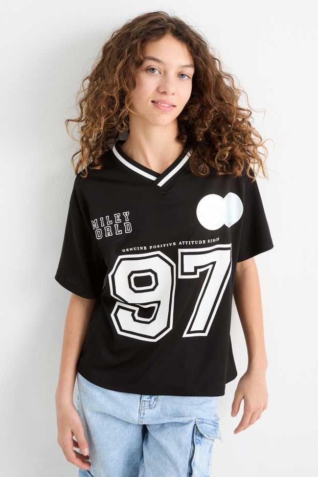 Děti - dívky - SmileyWorld® - tričko s krátkým rukávem - černá