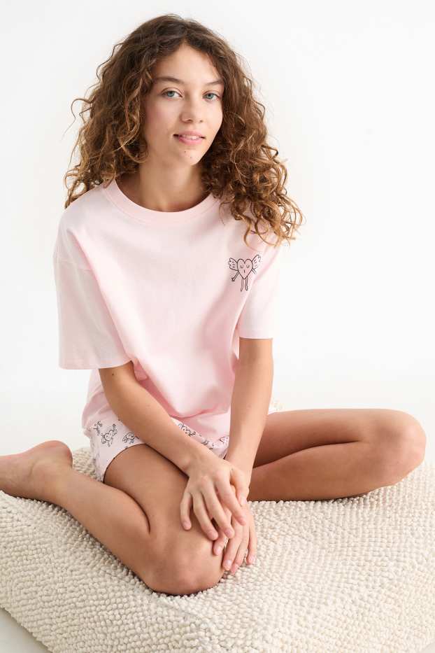 Nena - Cor - pijama d’estiu - 2 peces - estructurat - rosa