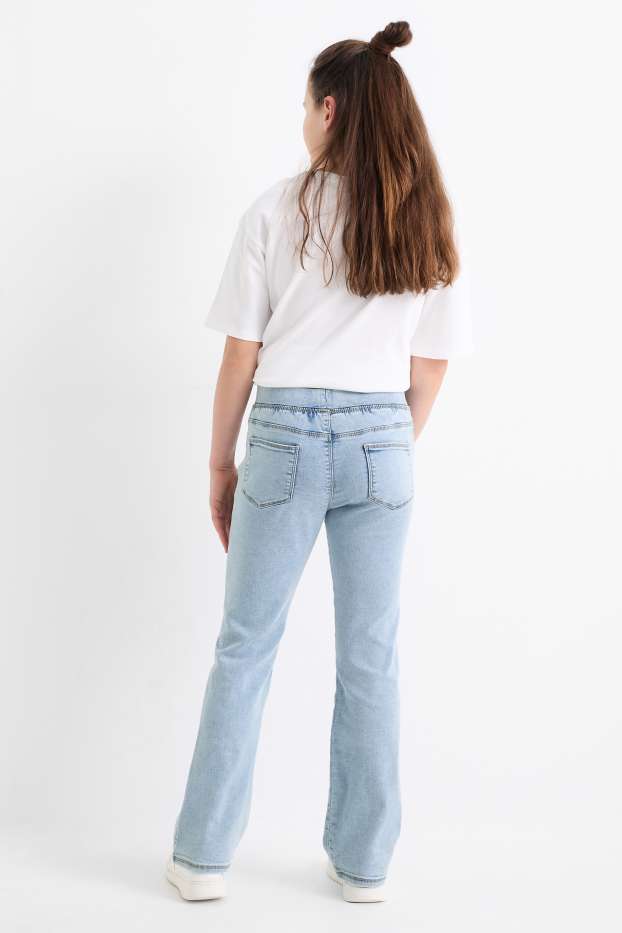 Kinderen: meisjes - Flared jegging jeans - jeanslichtblauw
