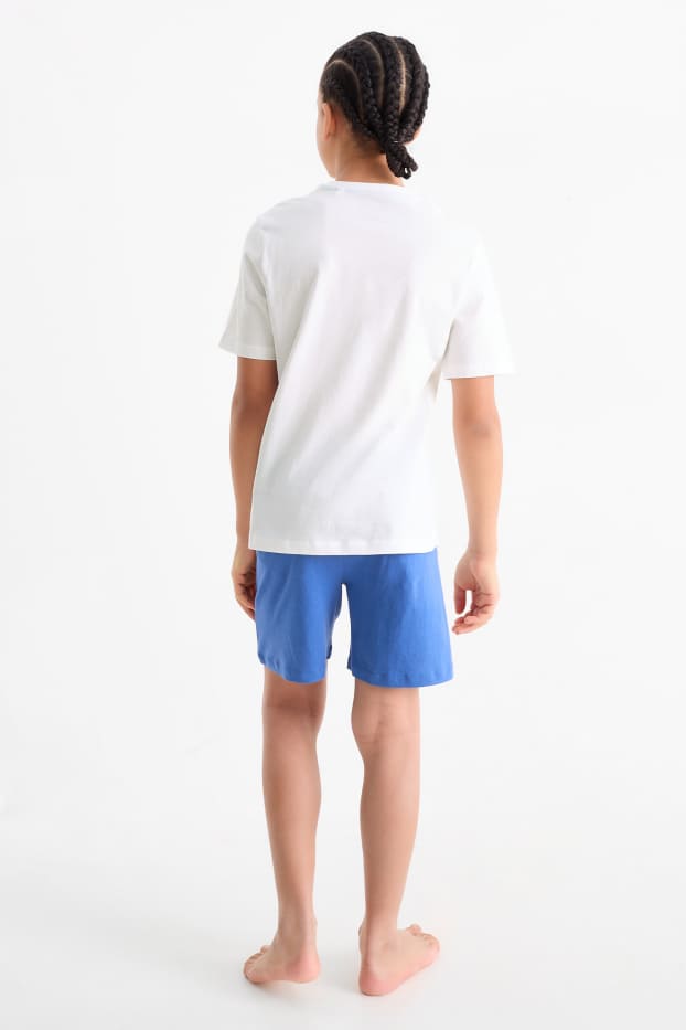 Niños: niños - Pokémon - Pikachu - pijama corto - 2 prendas - azul oscuro / blanco roto