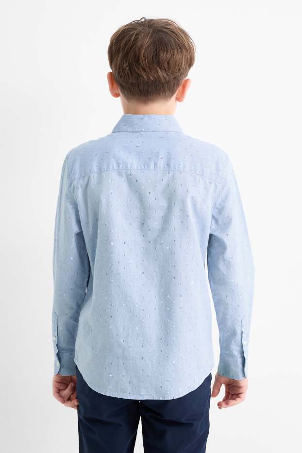 Kinder Jungen - Hemd - Minimal-Print - hellblau