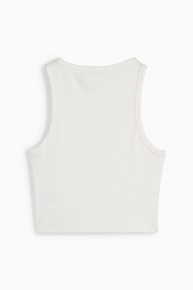 Damen - Crop Top - gerippt - weiß