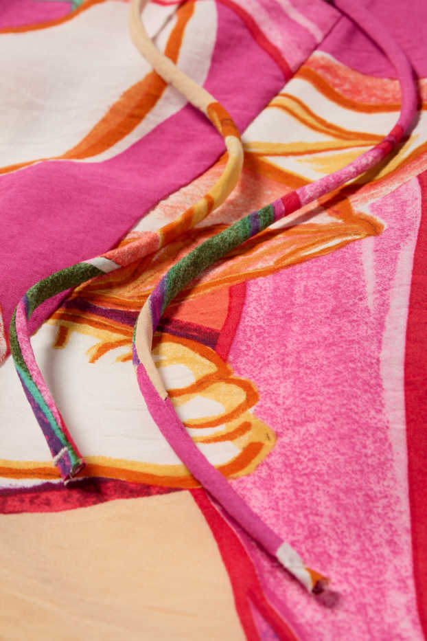 Dames - A-lijn-jurk - gebloemd - fuchsiarood