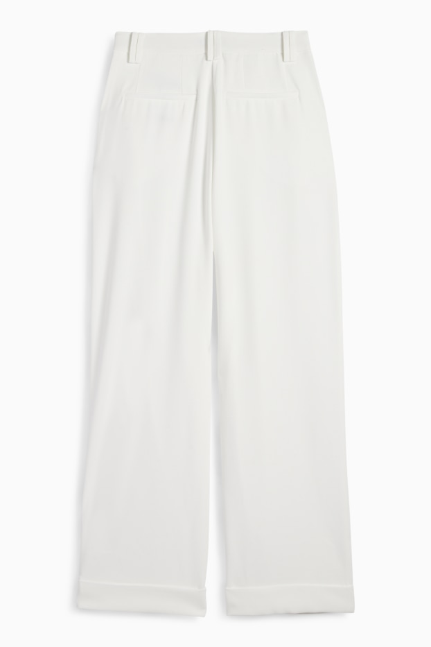 Femmes - Pantalon en toile - high waist - wide leg - blanc