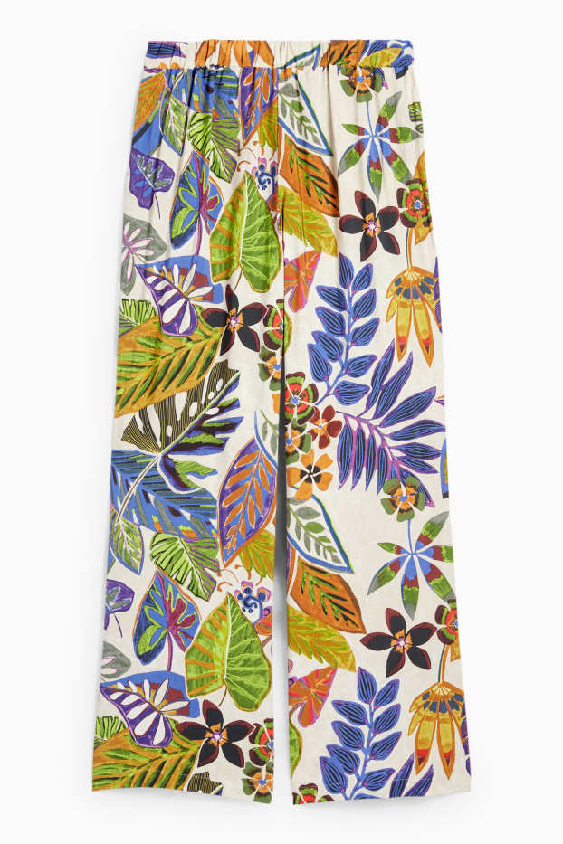 Dona - Pantalons de tela - high waist - wide leg - de flors - multicolor