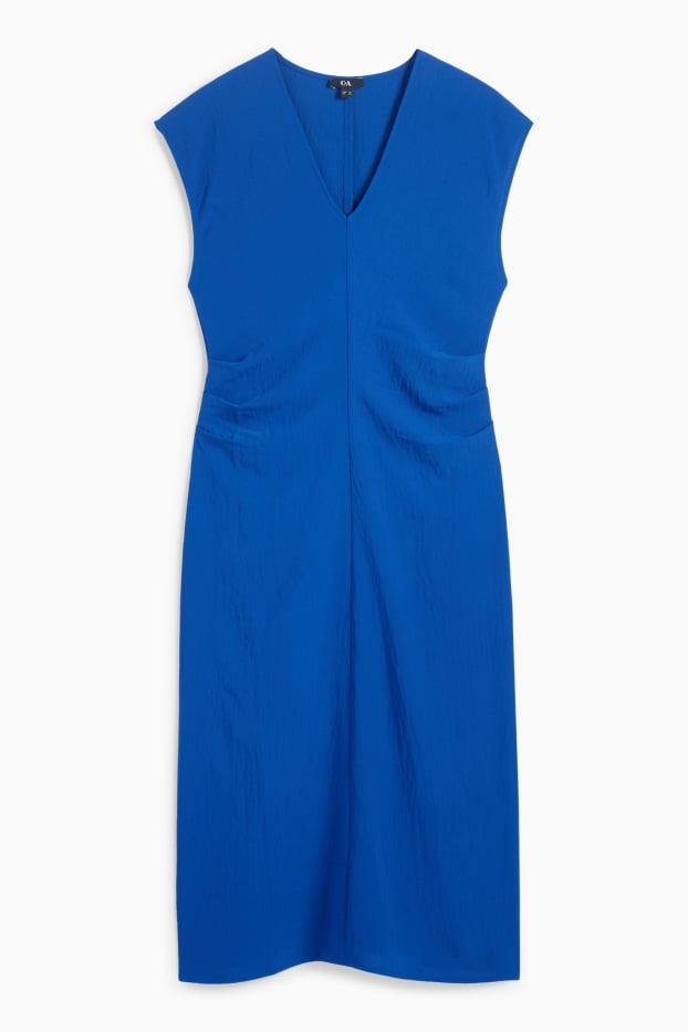 Donna - Vestito aderente con scollo a V - blu scuro