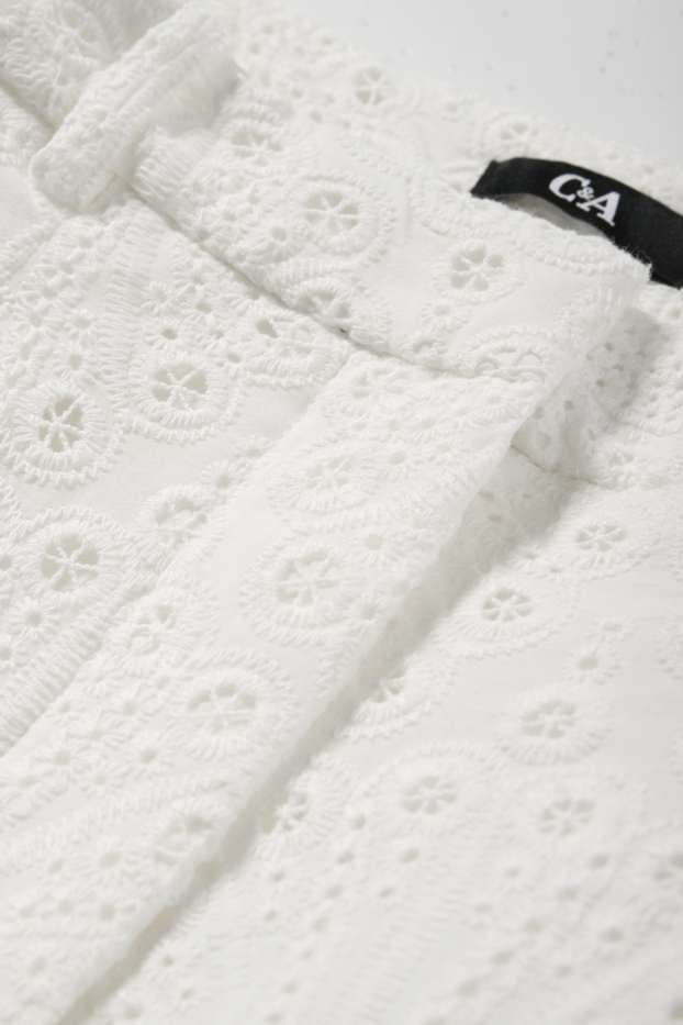 Femmes - Short - high waist - broderie anglaise - blanc crème