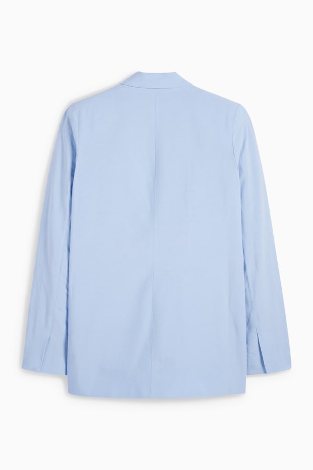 Damen - Longblazer mit Leinen-Anteil - Regular Fit - hellblau