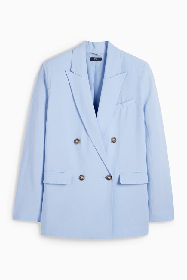 Damen - Longblazer mit Leinen-Anteil - Regular Fit - hellblau