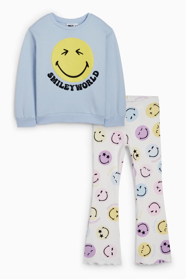 Kinderen: meisjes - SmileyWorld® - set - sweatshirt en flared legging - lichtblauw