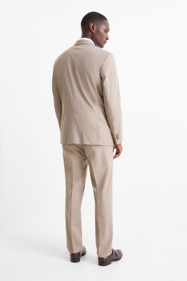 Hommes - Costume à cravate - regular fit - 4 pièces - beige