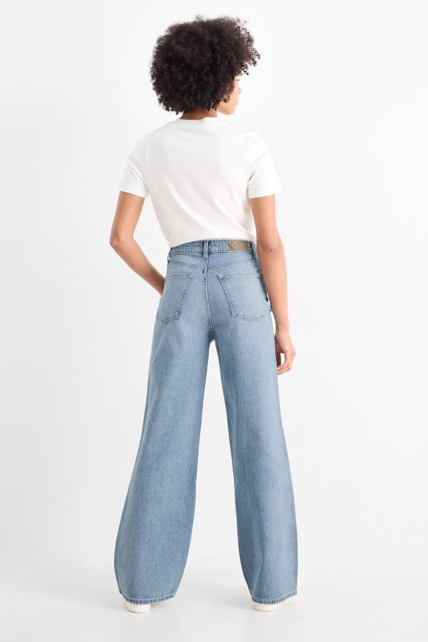 Dames - Wide leg jeans - high waist - jeanslichtblauw