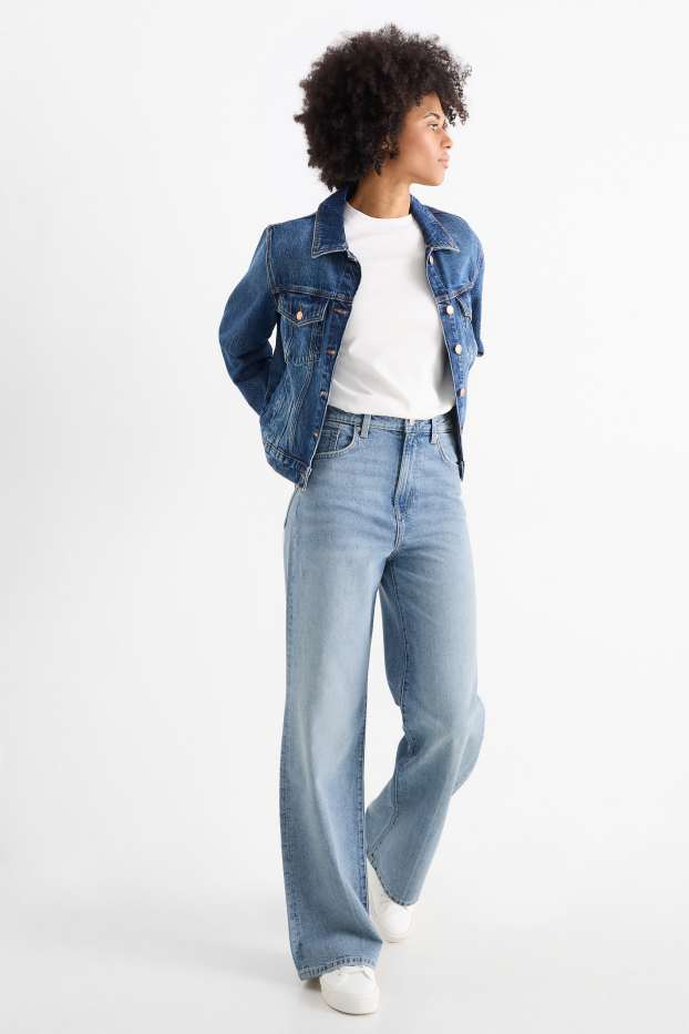 Dames - Wide leg jeans - high waist - jeanslichtblauw