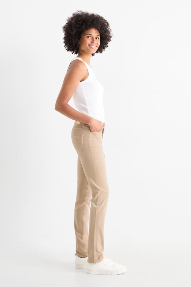 Women - Slim jeans - mid-rise waist - shaping jeans - LYCRA® - beige
