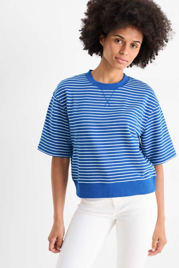 Donna - Felpa - a righe - blu