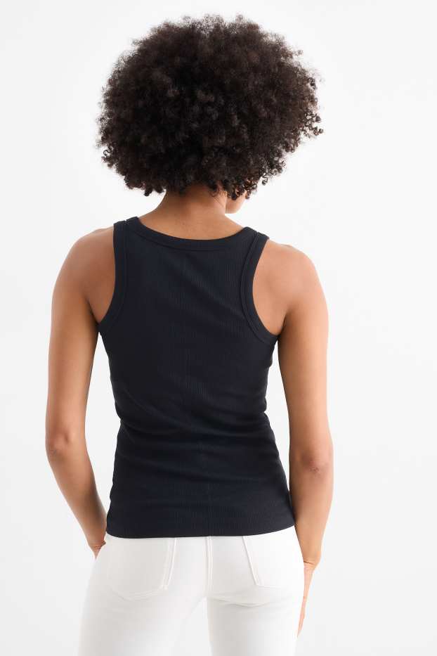 Donna - Top basic - a coste - nero