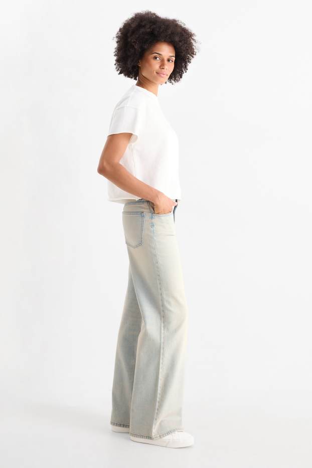 Femmes - Wide leg jean - high waist - jean bleu clair
