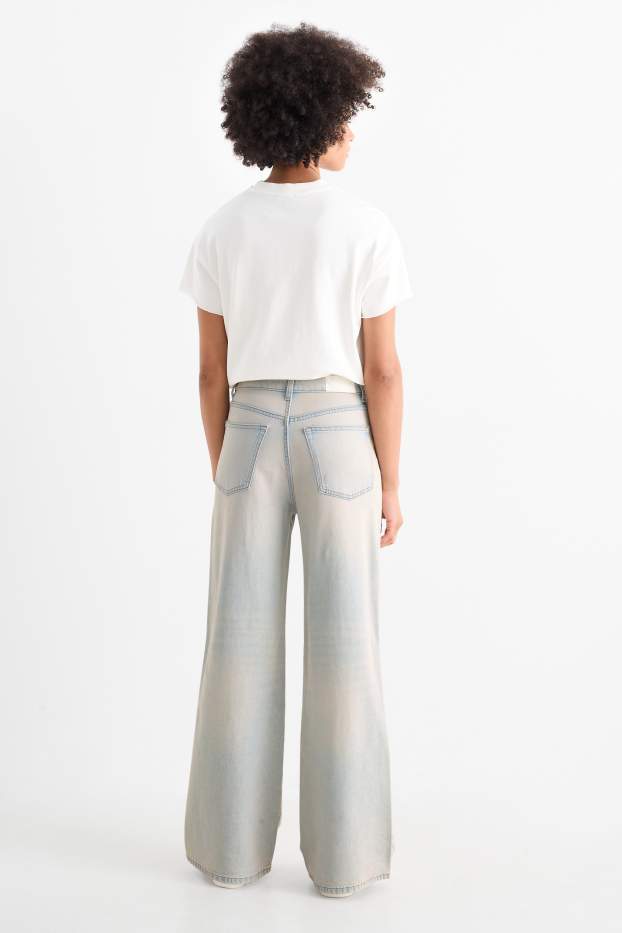 Femmes - Wide leg jean - high waist - jean bleu clair