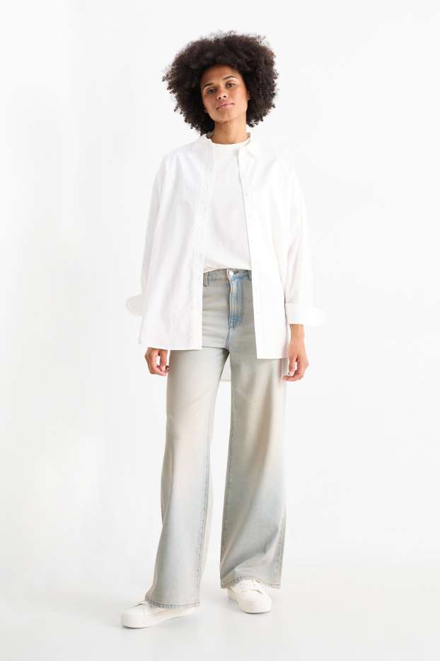 Femmes - Wide leg jean - high waist - jean bleu clair
