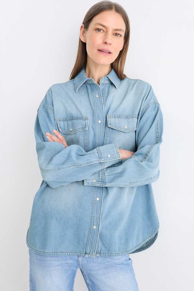 Dames - Spijkerblouse - jeanslichtblauw
