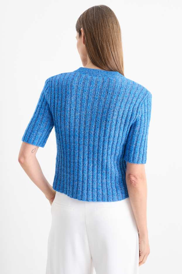 Damen - Strickjacke - Zopfmuster - blau