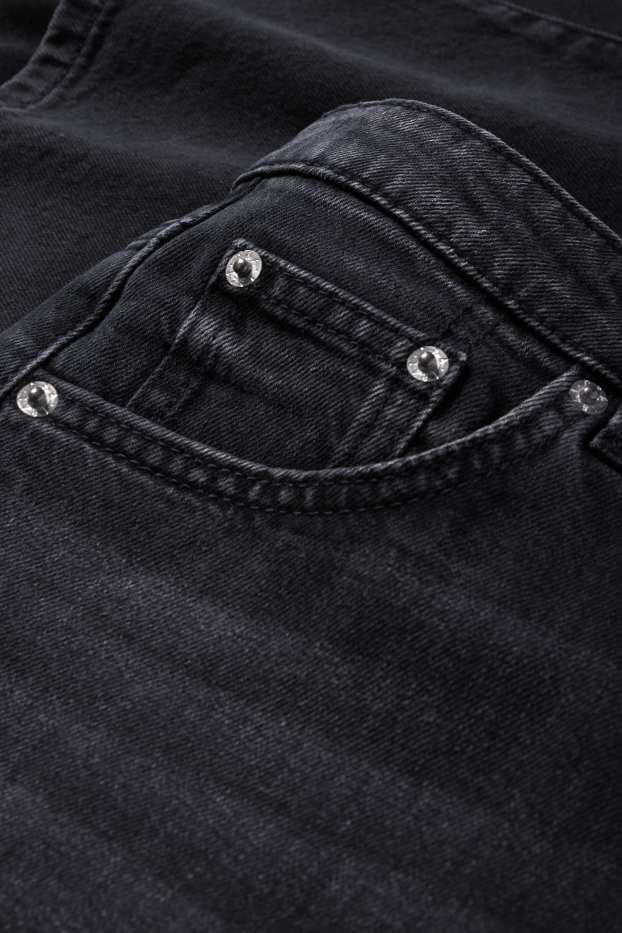 Women - Wide leg jeans - high waist - denim-dark gray