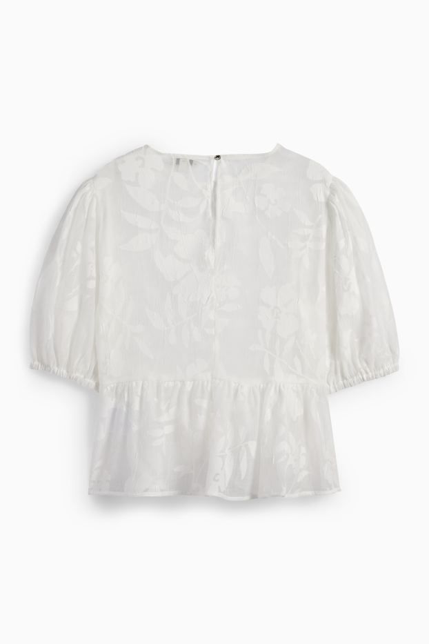 Women - Blouse - floral - white