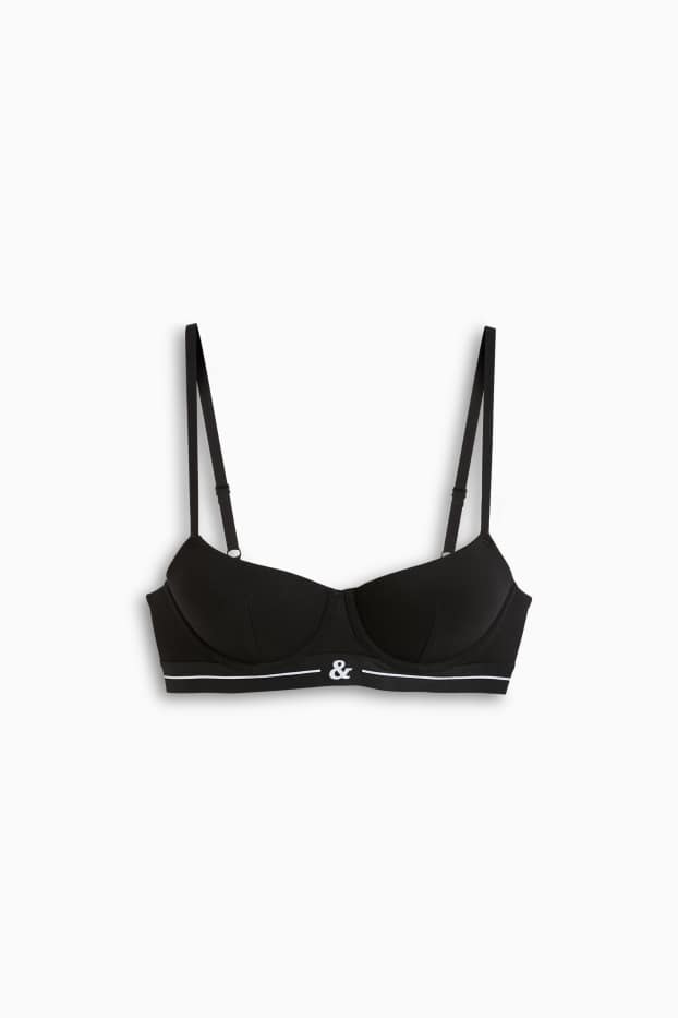 Femei - Sutien cu armătură - vătuit - negru