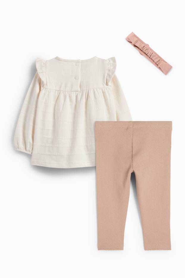 Miminka - dívky - Květinové motivy - outfit pro miminka - 3dílný - krémově bílá