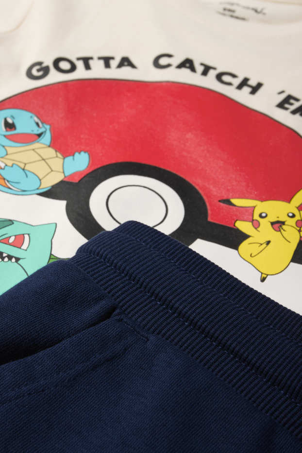 Kinderen: jongens - Pokémon - set - T-shirt en shorts - 2-delig - blauw / crèmekleurig