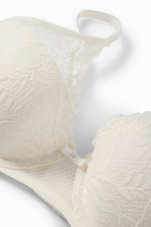 Dames - BH met beugels - PLUNGE - voorgevormd - crème wit