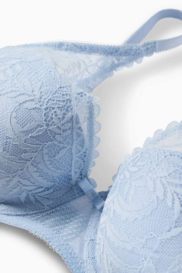 Dames - BH met beugels - PLUNGE - voorgevormd - lichtblauw
