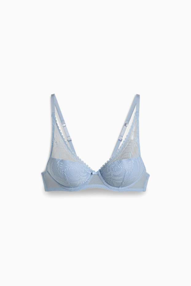 Dames - BH met beugels - PLUNGE - voorgevormd - lichtblauw