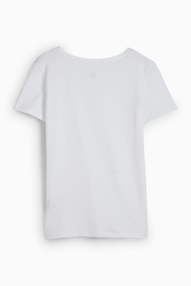 Femmes - T-shirt en à col V - slim fit - blanc