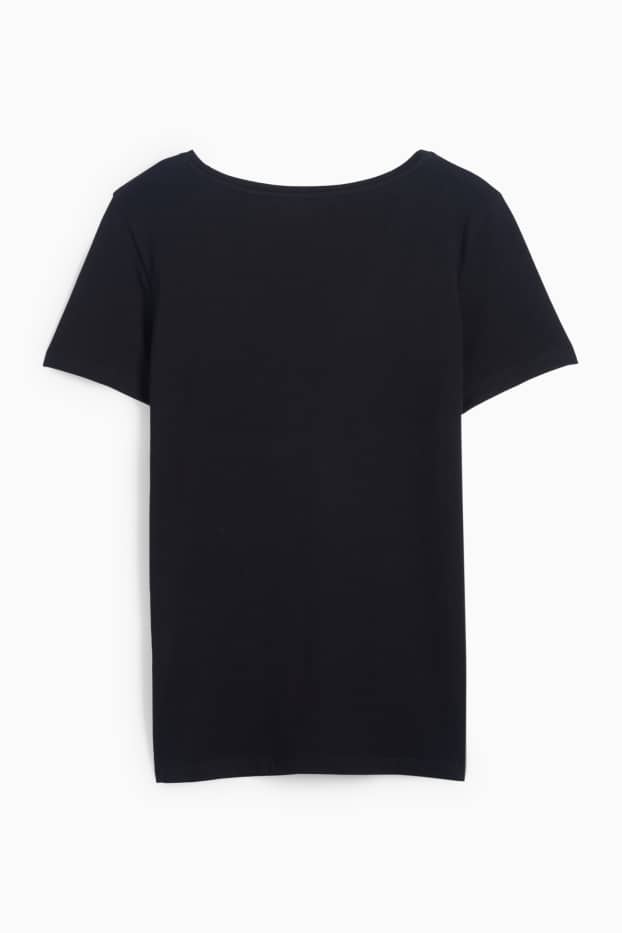 Mujer - Camiseta con escote en pico - slim fit - negro