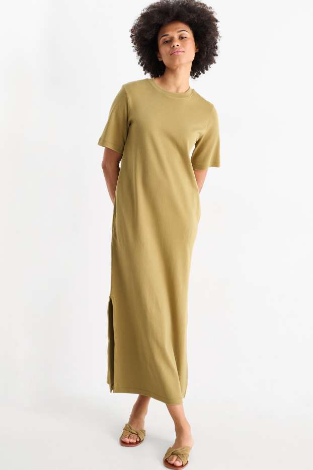 Women - T-shirt dress - khaki