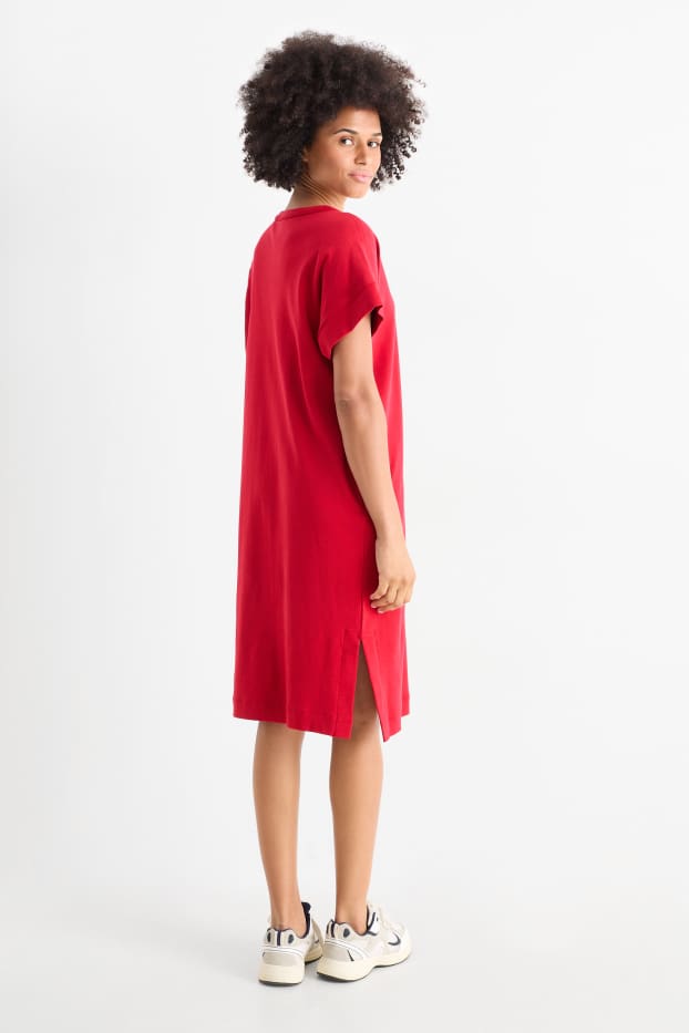 Femmes - Robe-T-shirt - rouge foncé
