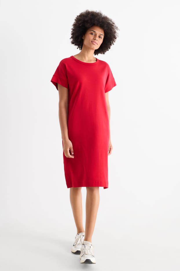 Femmes - Robe-T-shirt - rouge foncé