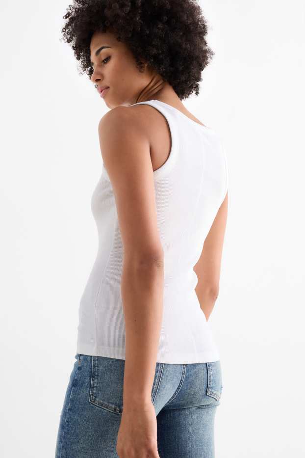 Dames - Set van 2 - top - geribd - zwart / wit