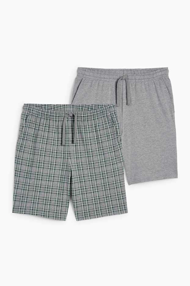 Herren - Multipack 2er - Pyjamashorts - grau