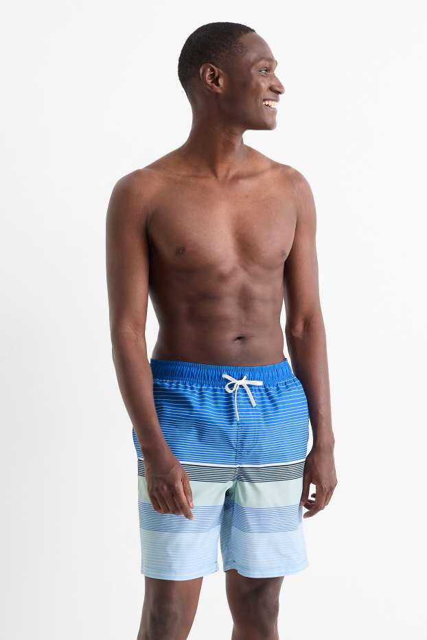 Herren - Badeshorts - gestreift - blau