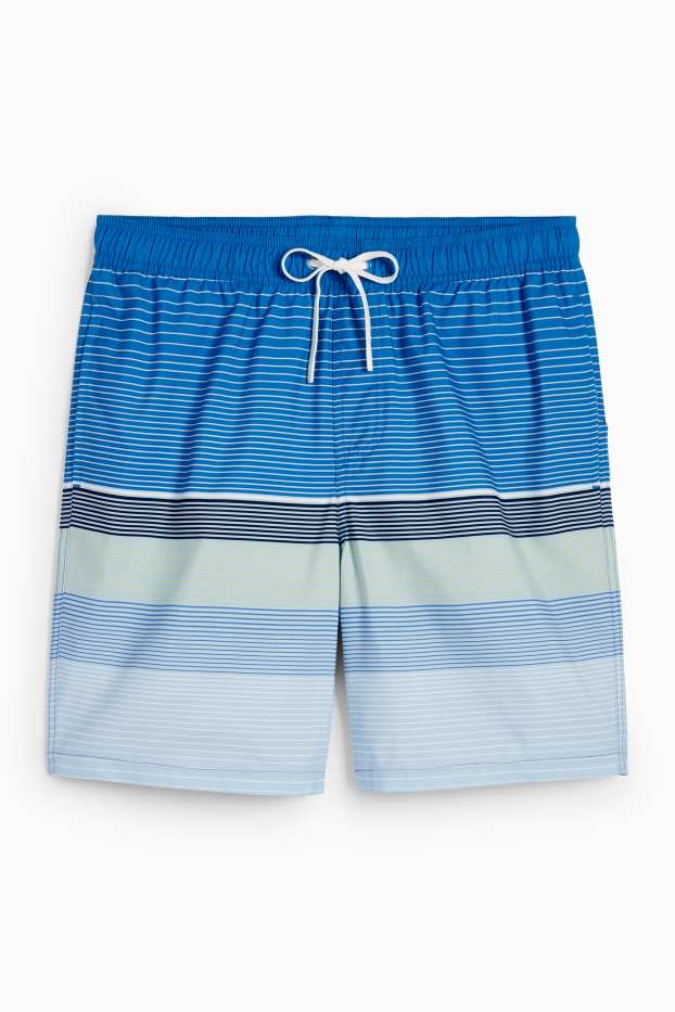Herren - Badeshorts - gestreift - blau