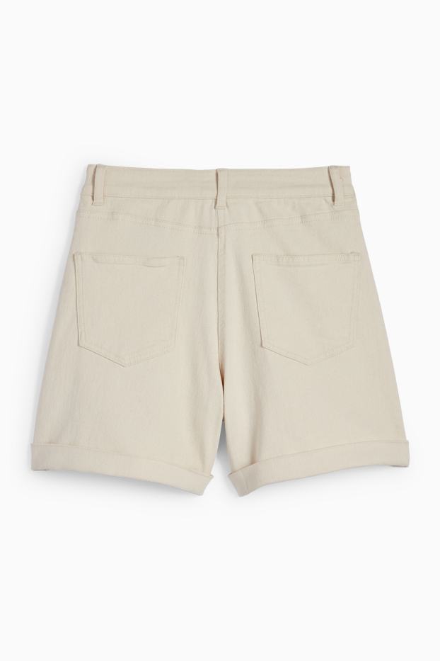 Femmes - Short en jean - high waist - beige clair