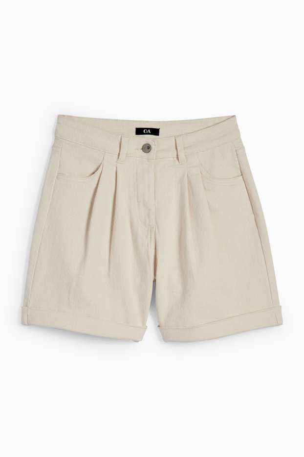 Femmes - Short en jean - high waist - beige clair
